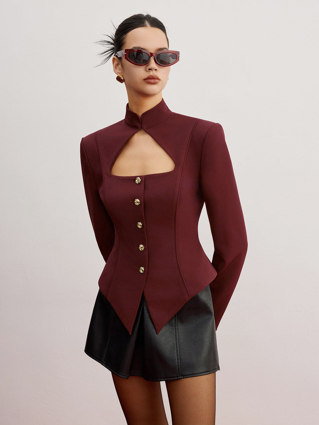Blazer Slim Découpé avec Épaulettes