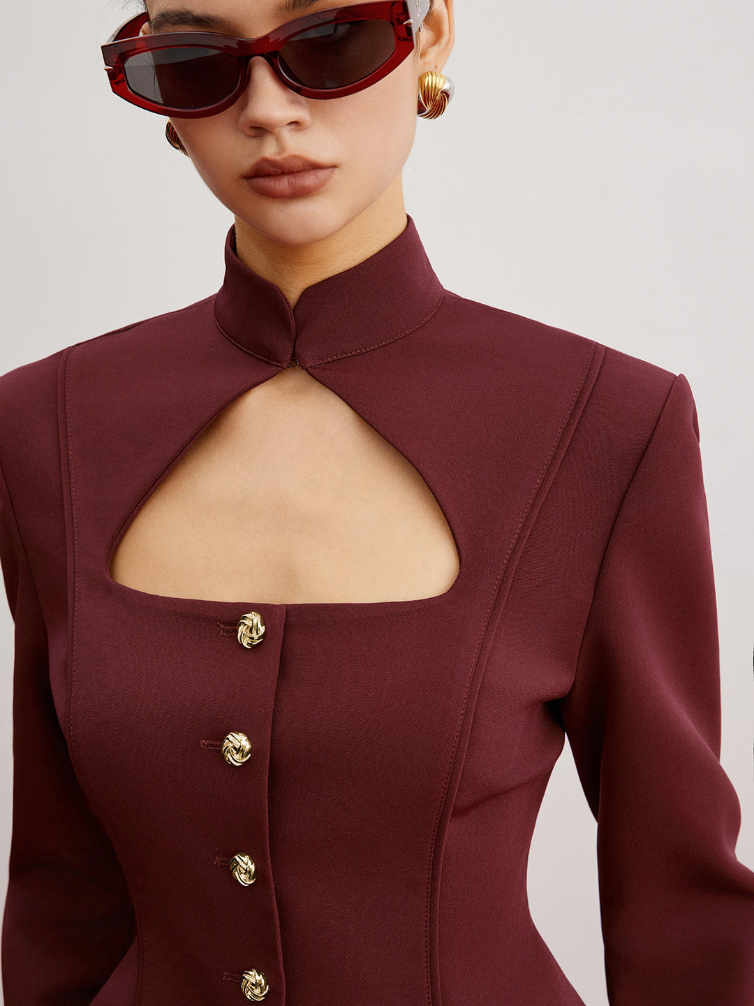 Blazer Slim Découpé avec Épaulettes
