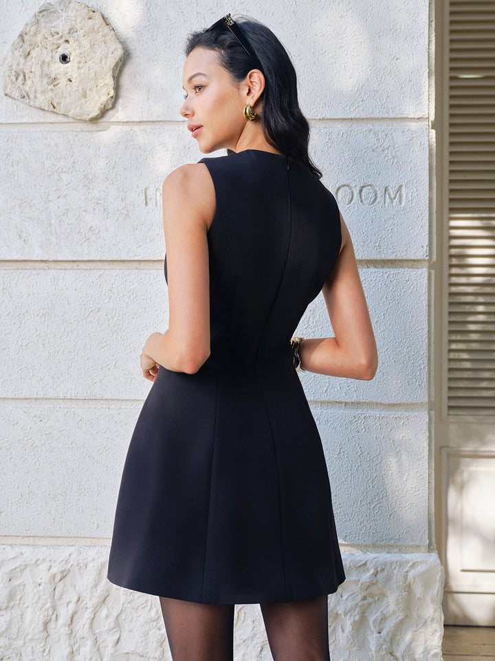 Robe Patineuse à Fermeture Éclair et Nœud
