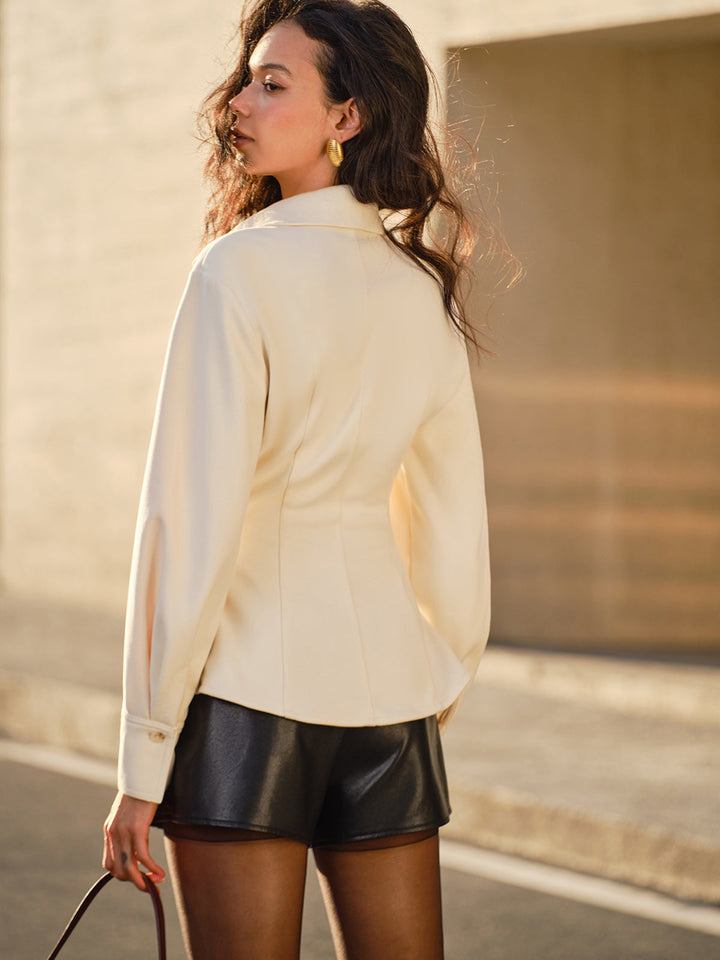 Polo Chemise Ajustée Boutonnée en Tweed
