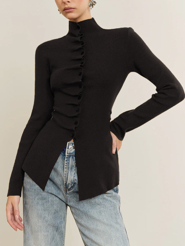 Haut en tricot plissé à coutures fendues