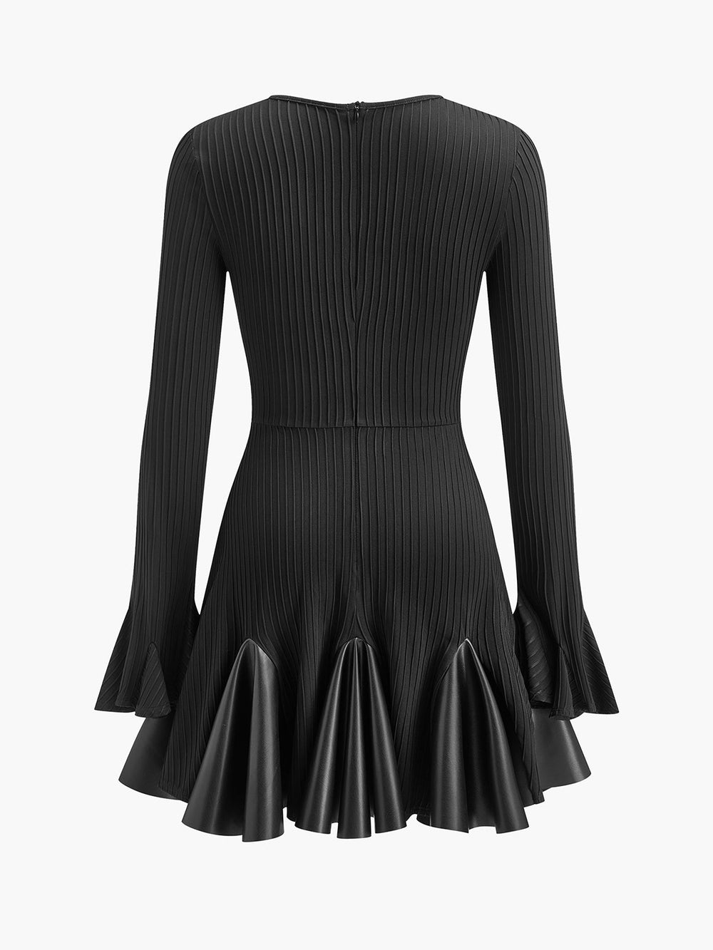 Robe à découpes en faux cuir plissée