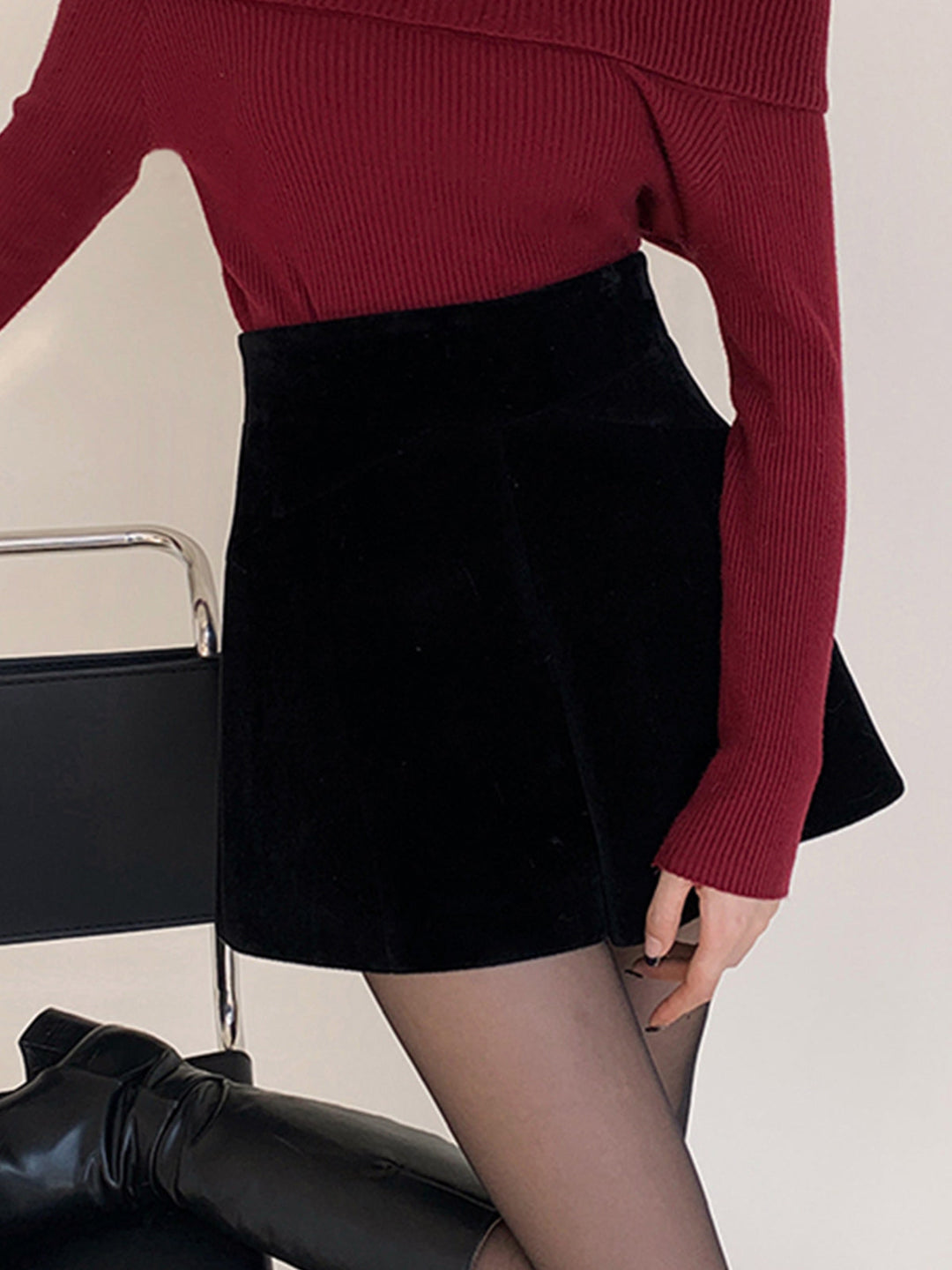 Shorts Jambe Large en Velours