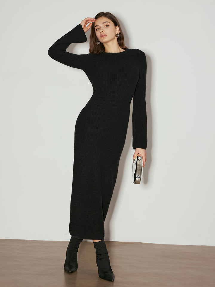 Robe Longue Dos Ouvert à Col Cravate