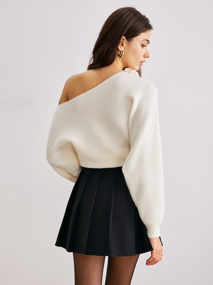 Pull à épaules dénudées avec fleurs en 3D