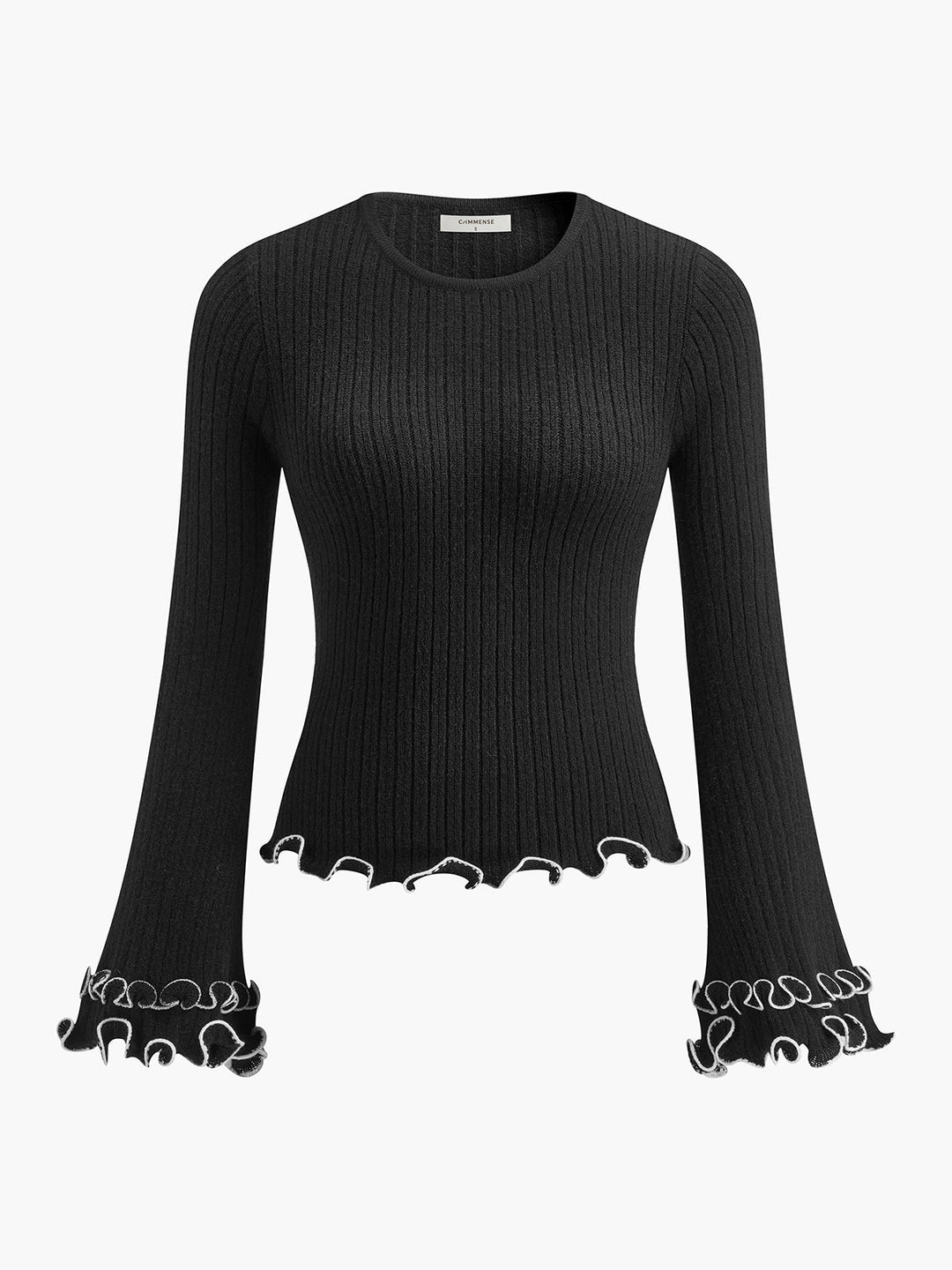 Pull en tricot à volants contrastants