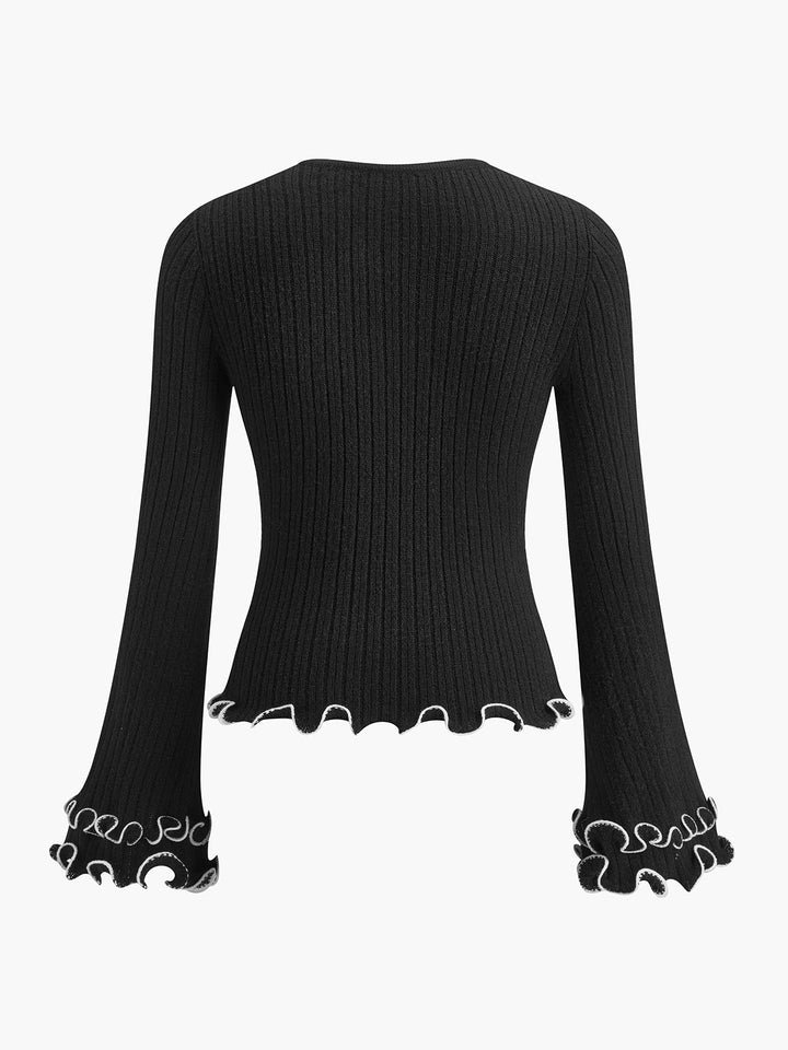 Pull en tricot à volants contrastants