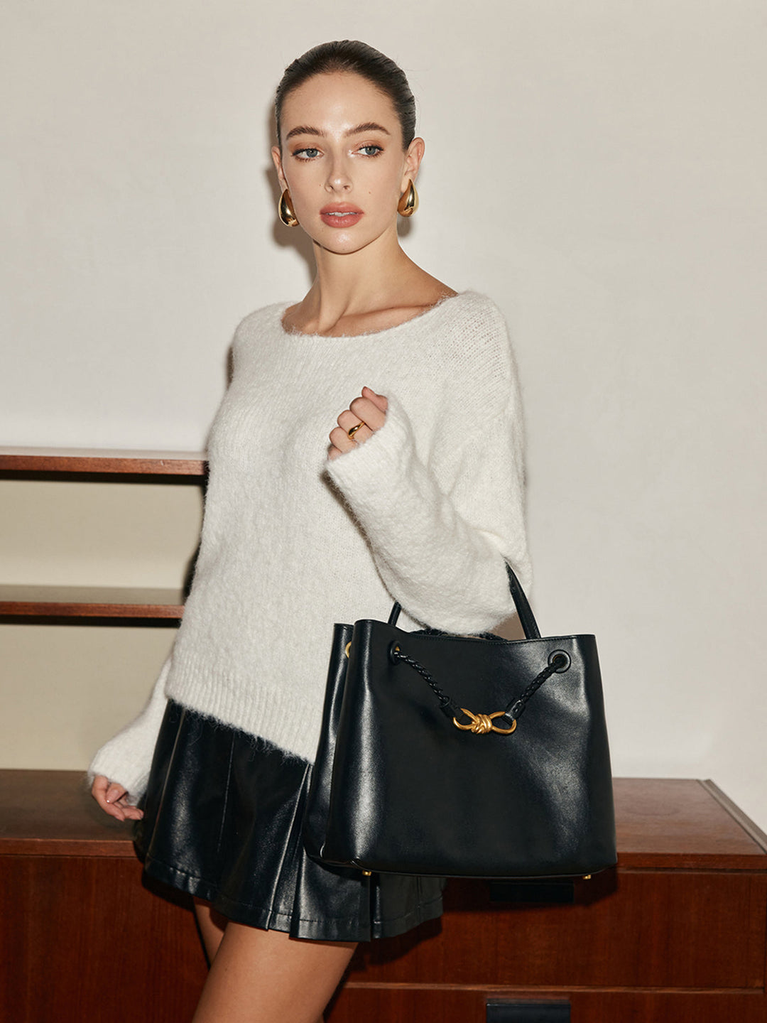 Sac à main à compartiments avec détail nœud