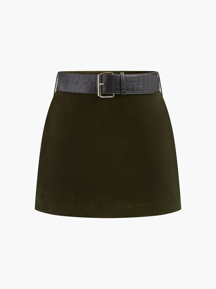 Jupe patineuse courte en velours avec ceinture Crocodile
