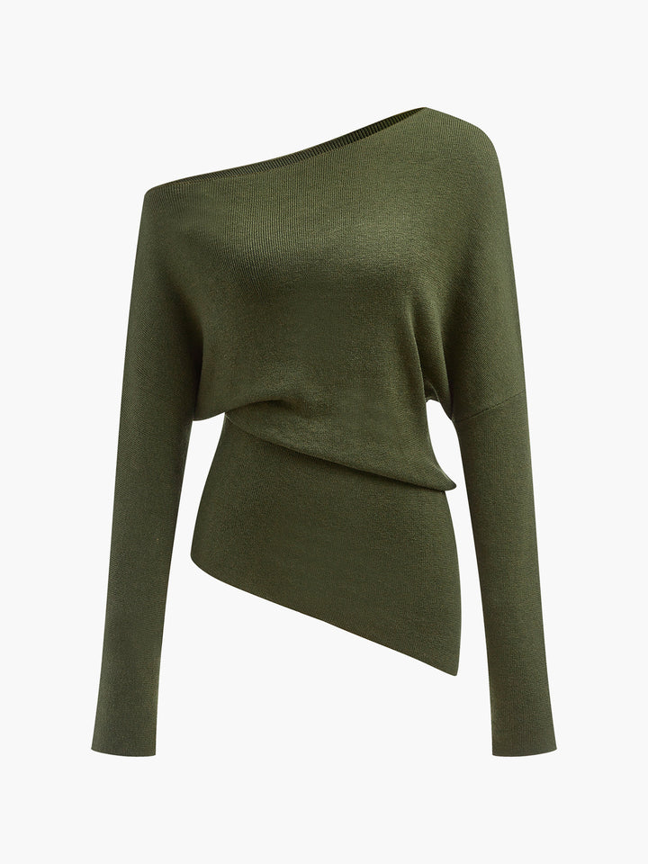 Haut en maille asymétrique en mélange de laine