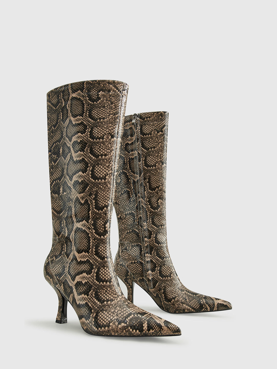 Bottes hautes jusqu'au genou à imprimé serpent