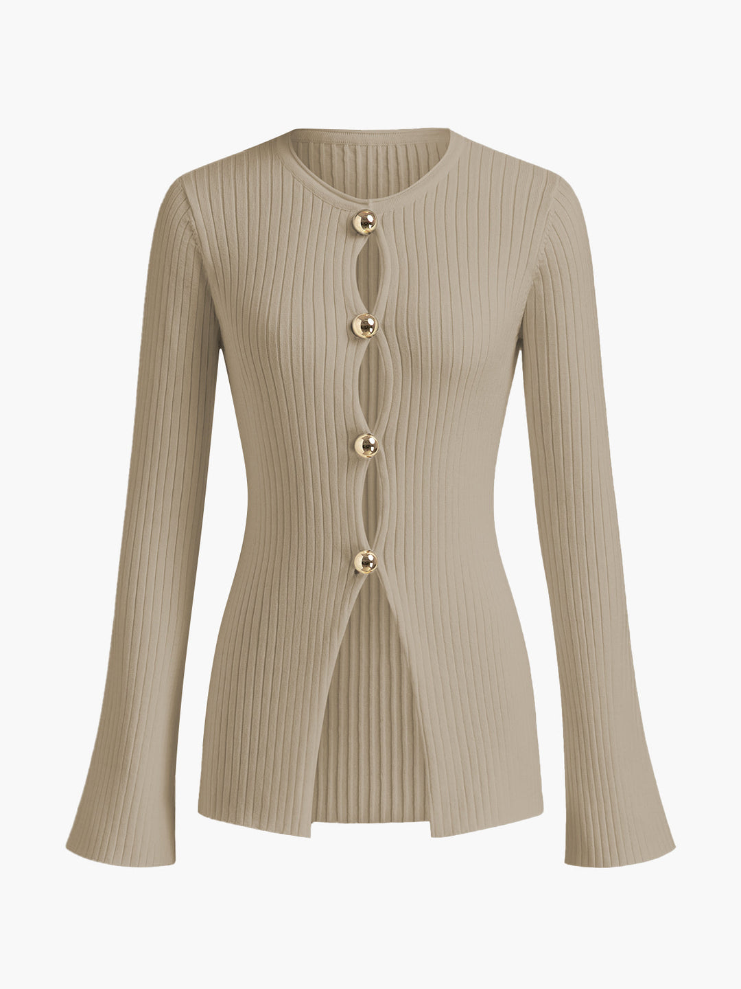 Haut en tricot fendu à boutons dorés