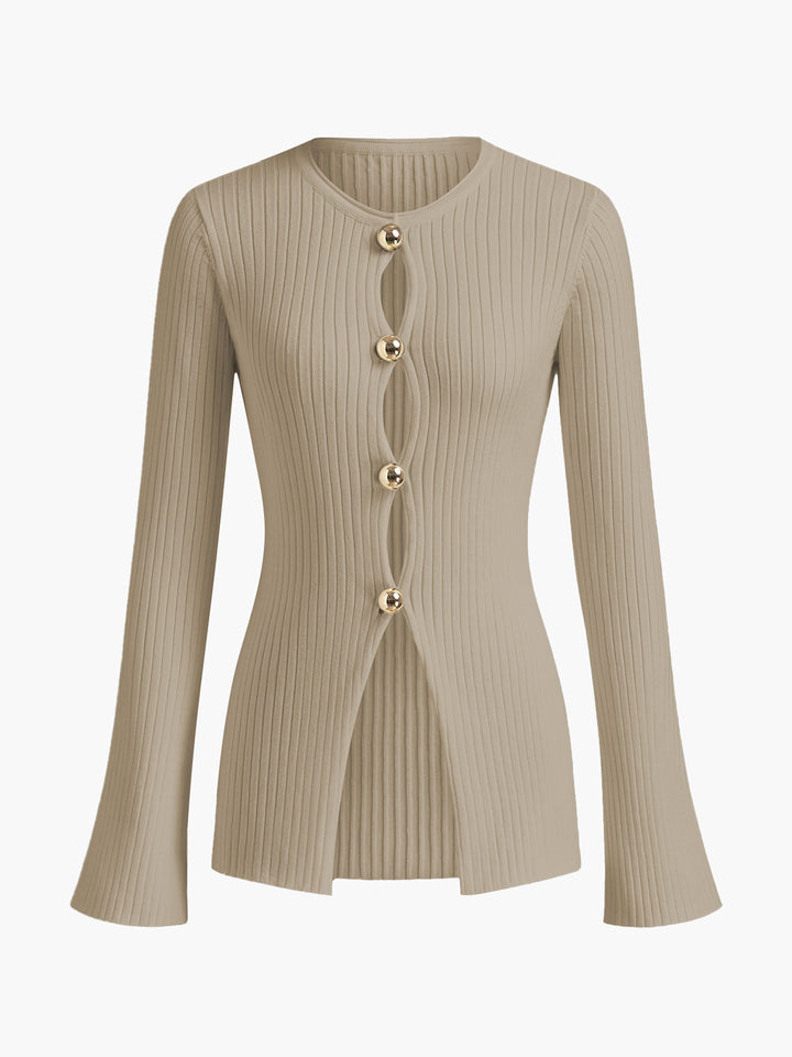 Haut en tricot fendu à boutons dorés