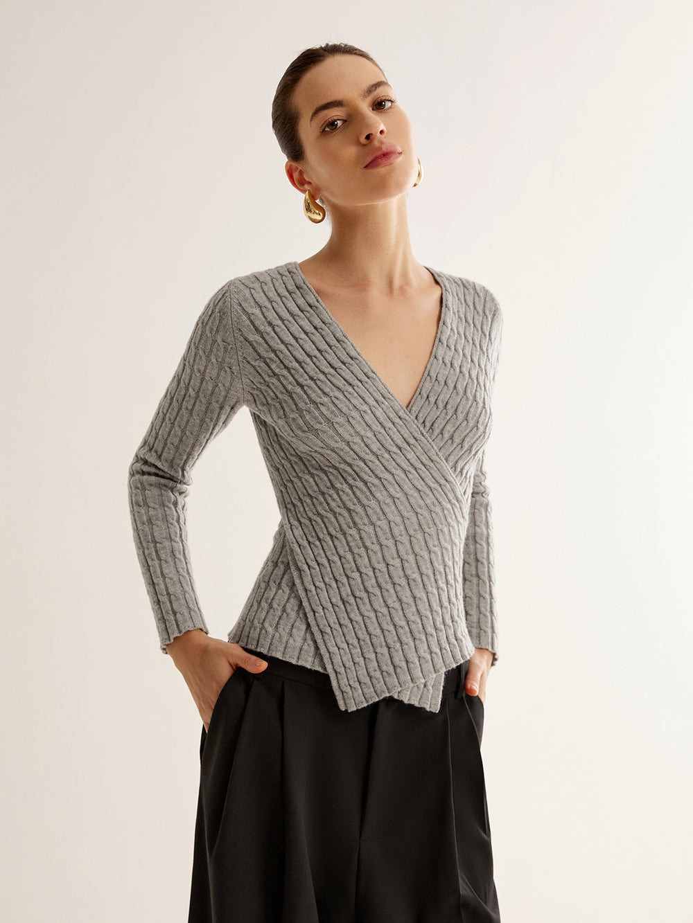 Haut en maille V-Neck Criss Cross