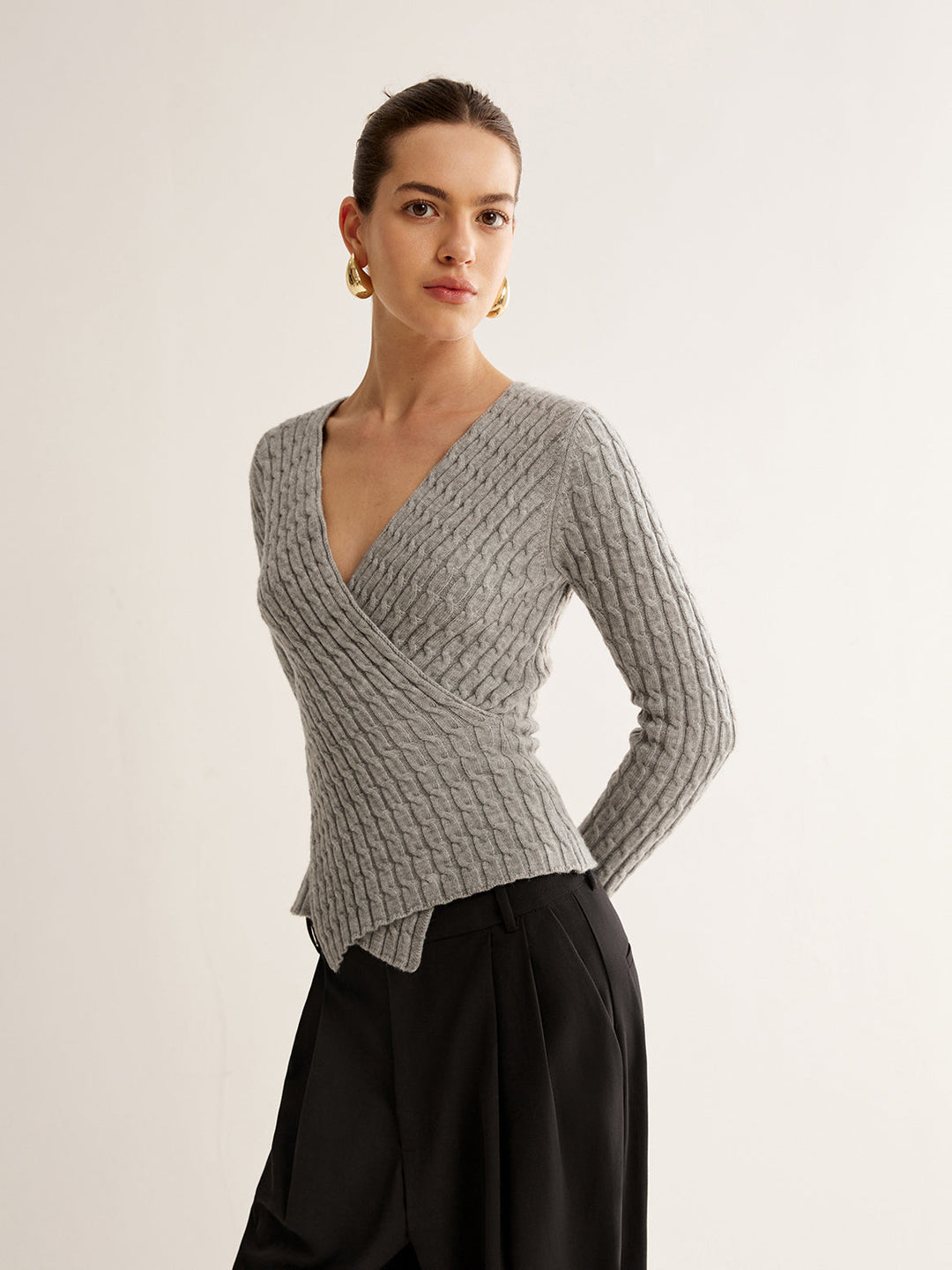 Haut en maille V-Neck Criss Cross