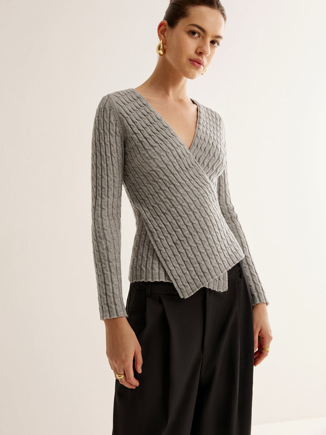 Haut en maille V-Neck Criss Cross