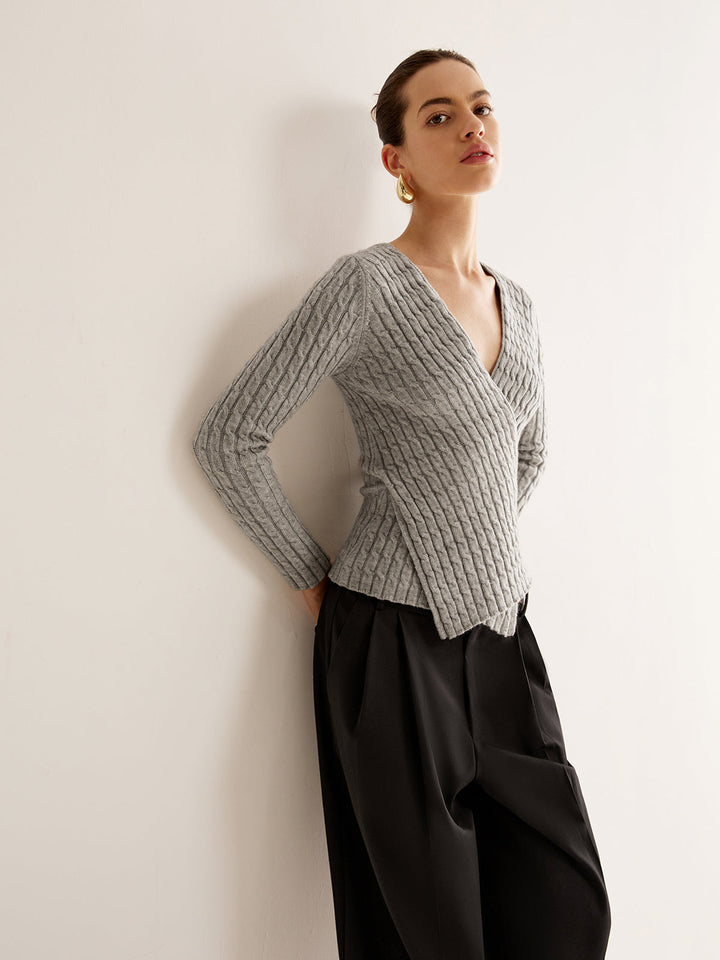 Haut en maille V-Neck Criss Cross