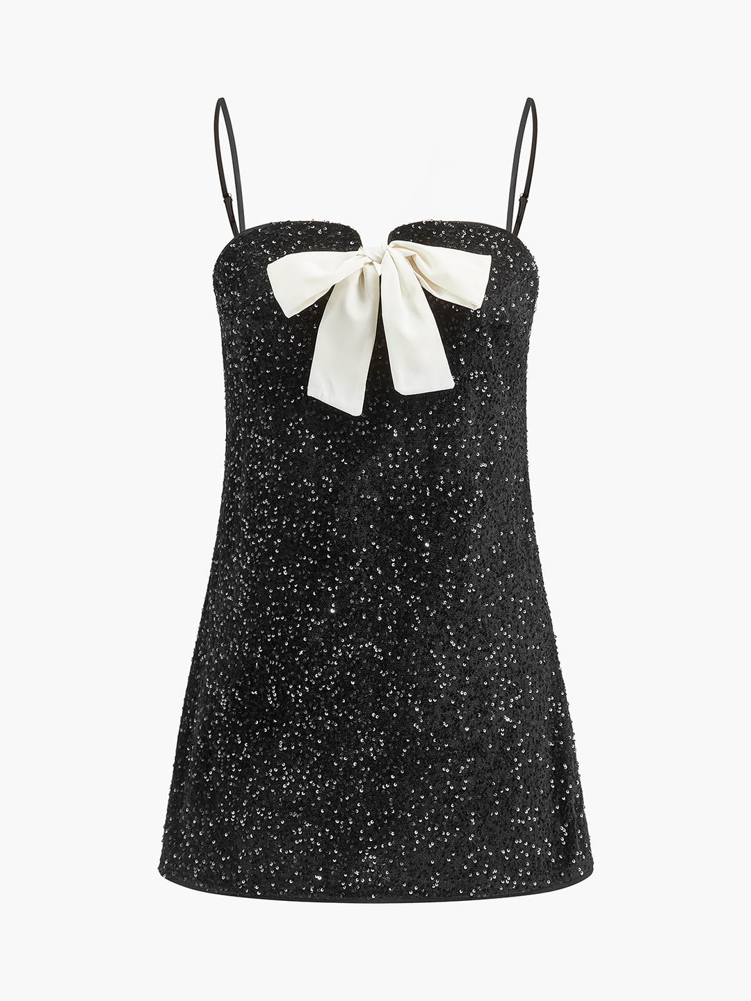 Robe Patineuse Velours à Sequins et Noeud Papillon
