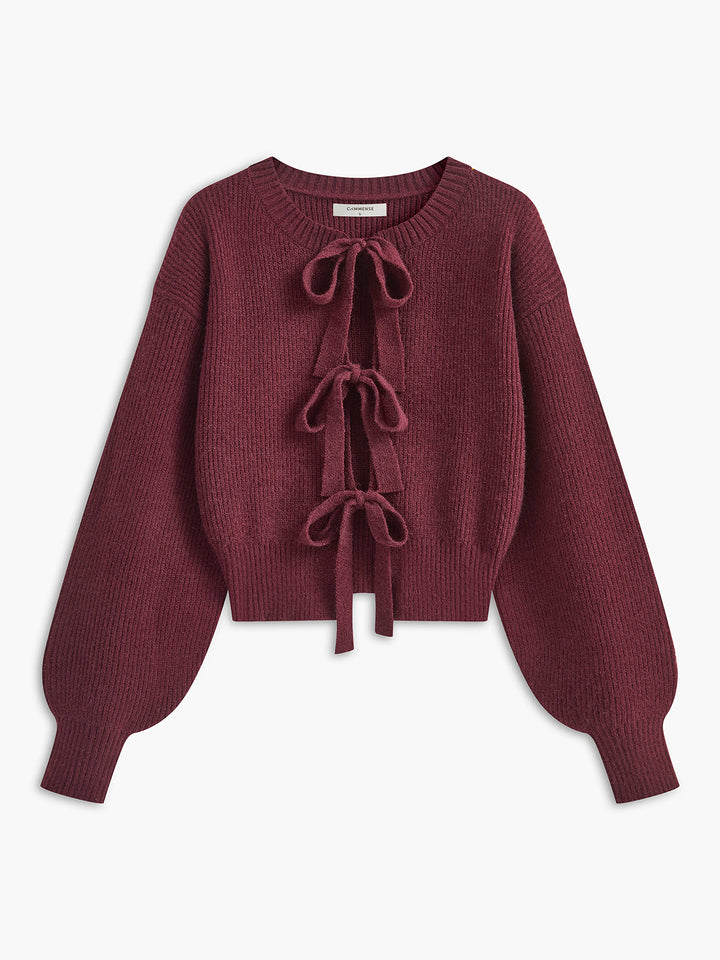 Cardigan à Lacets et Nœud