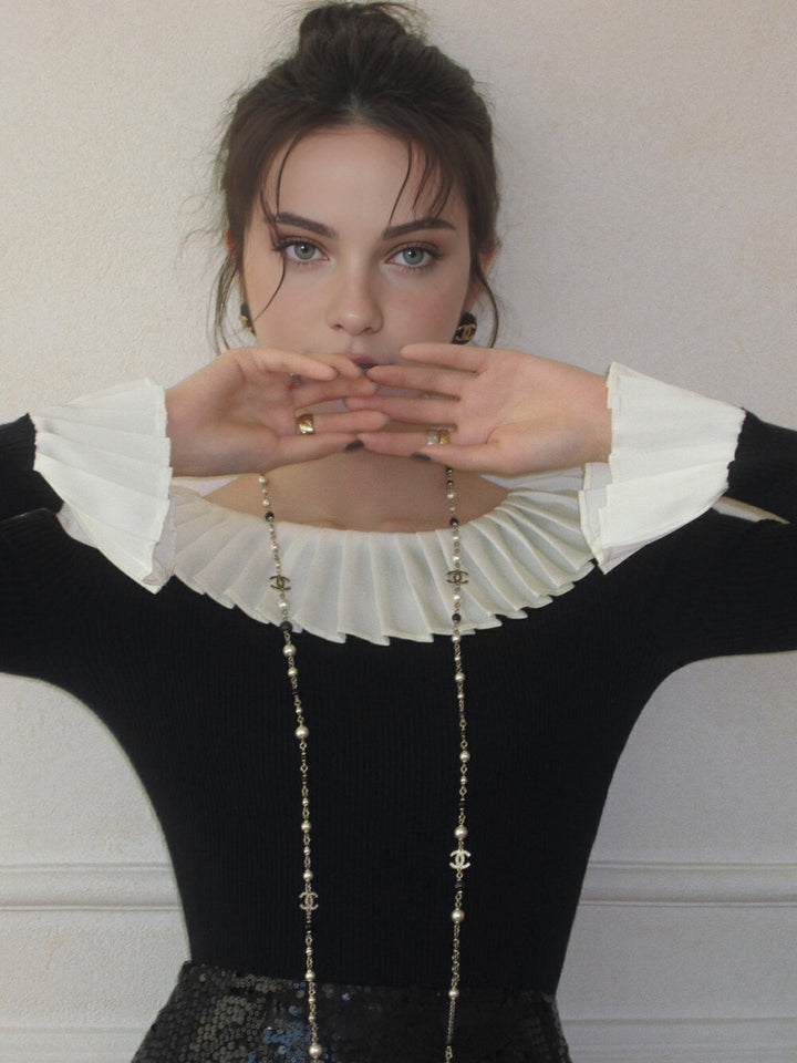 Haut en tricot plissé Color Block