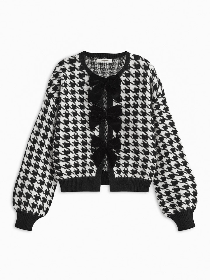 Sweater à manches lanterne avec nœud en velours