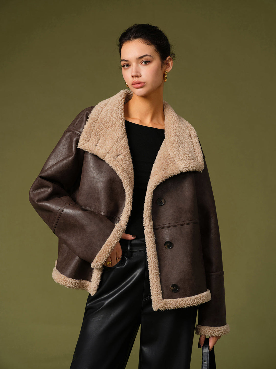 Vestes Chaude en Cuir PU Douillettes