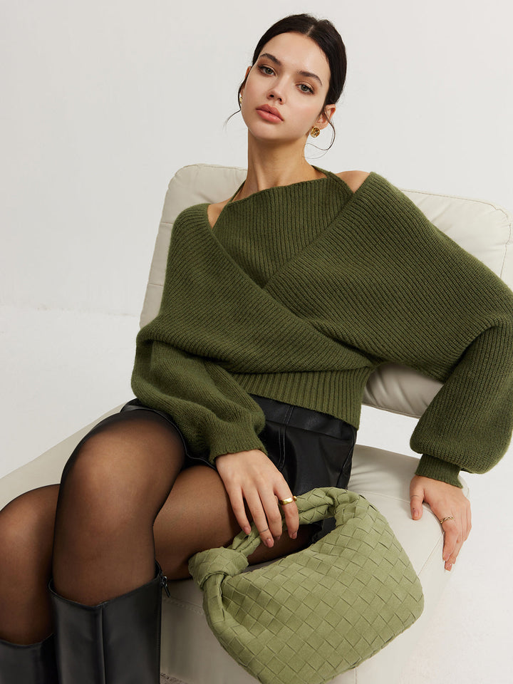 Haut en tricot à manches chauve-souris 2 en 1