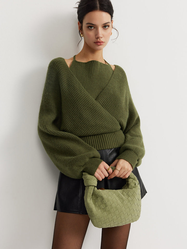 Haut en tricot à manches chauve-souris 2 en 1