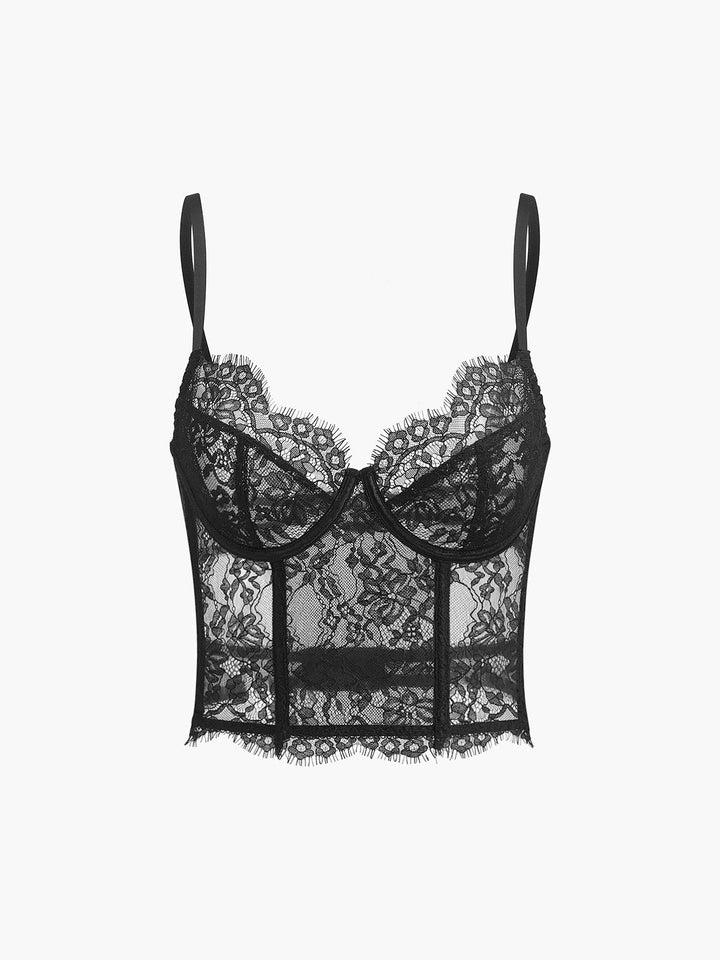 Corset Court en Dentelle Transparente