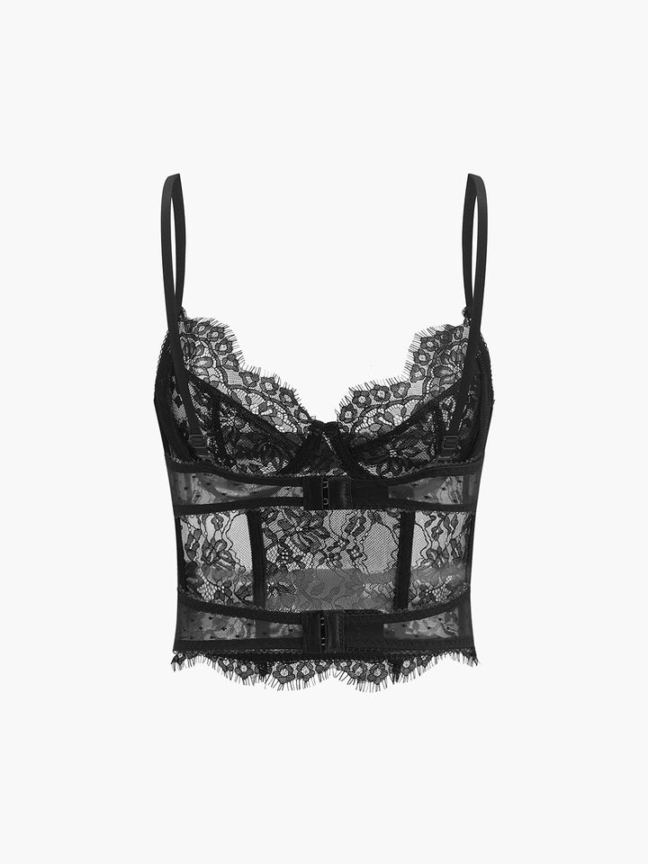 Corset Court en Dentelle Transparente