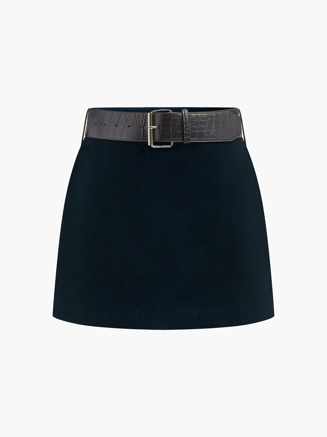 Jupe patineuse courte en velours avec ceinture Crocodile