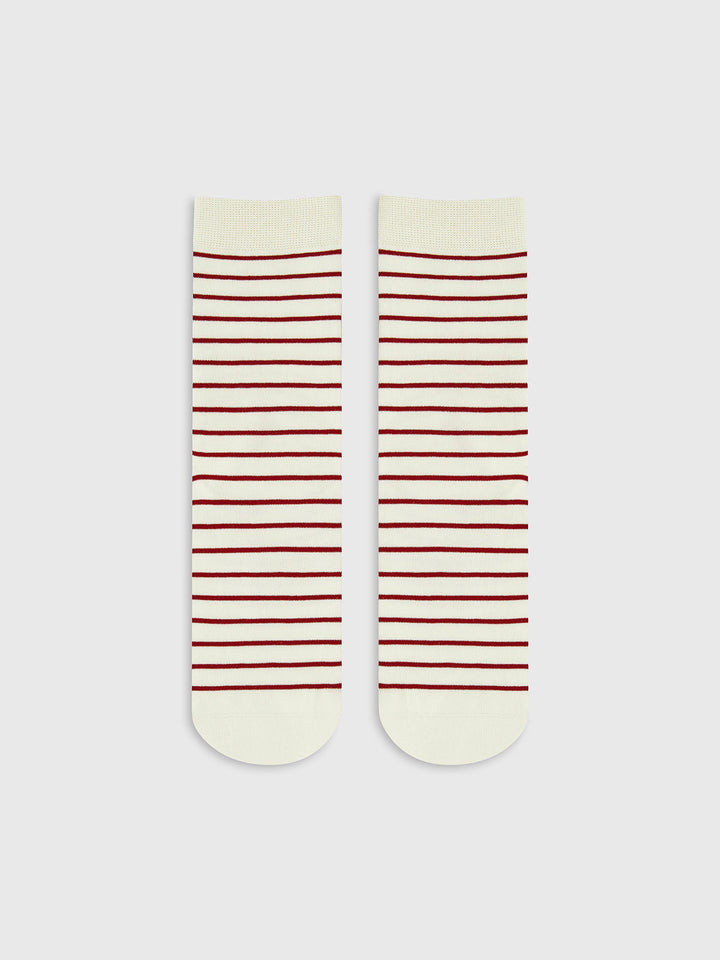 Chaussettes empilables à rayures contrastées