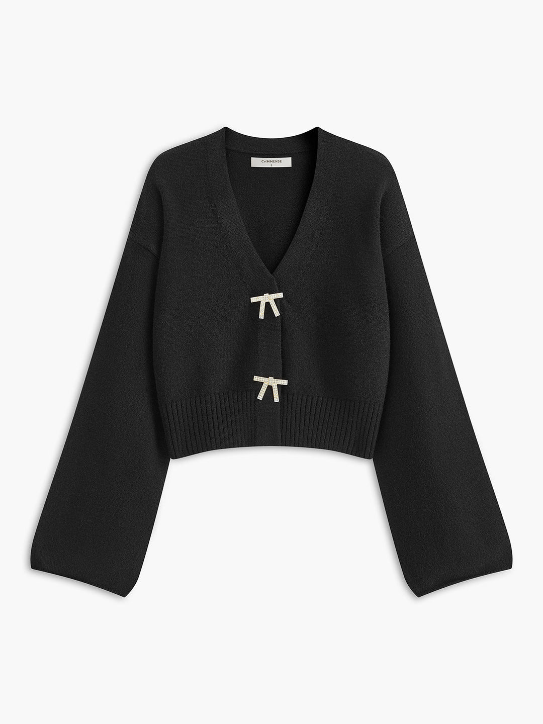 Cardigan à col en V avec nœud en strass