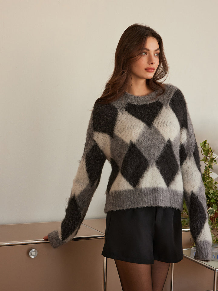 Pull Douillet "Color Block" en Mélange de Laine