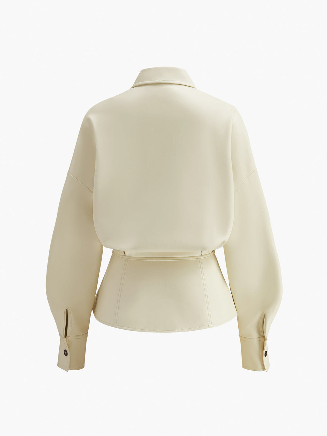 Chemise Polo en Faux Cuir Boutonnée Sans Ceinture