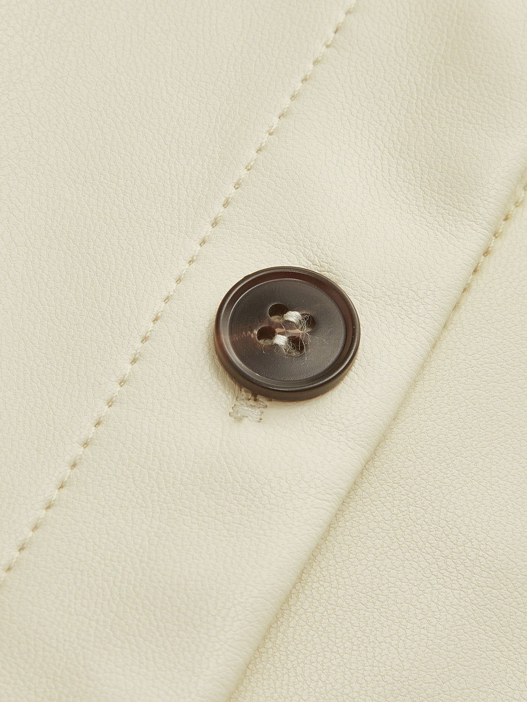 Chemise Polo en Faux Cuir Boutonnée Sans Ceinture
