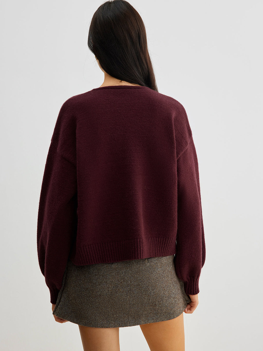 Sweater à manches lanterne avec nœud en velours