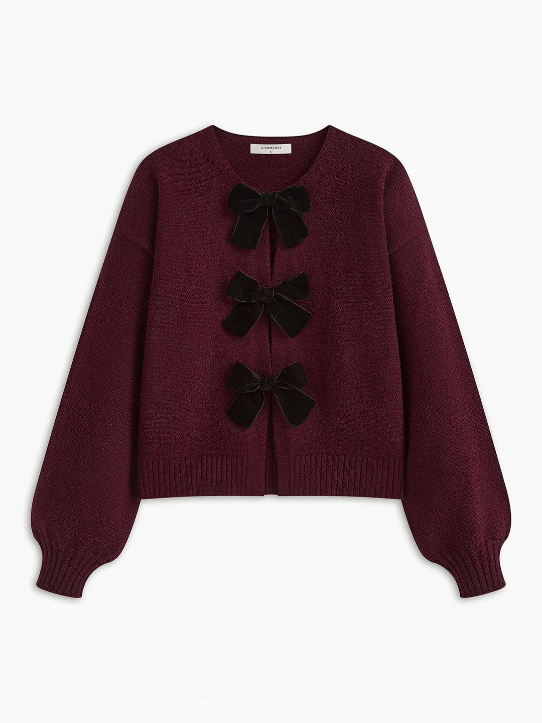 Sweater à manches lanterne avec nœud en velours