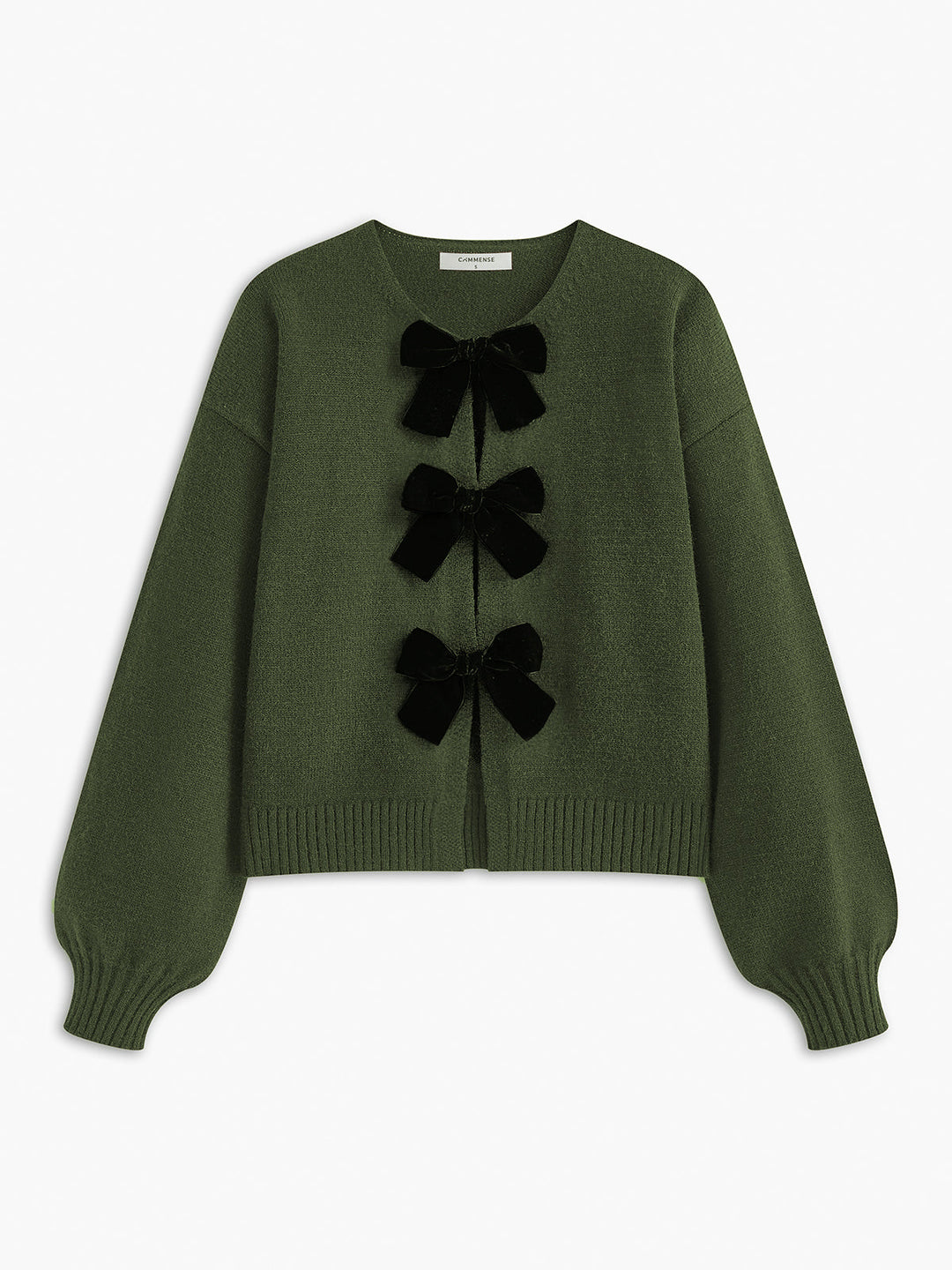 Sweater à manches lanterne avec nœud en velours