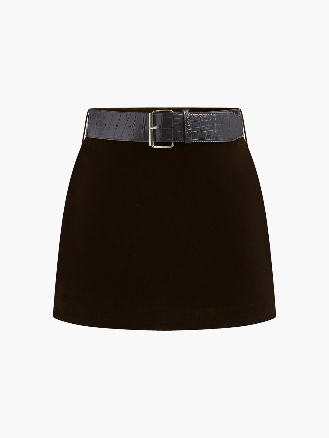 Jupe patineuse courte en velours avec ceinture Crocodile