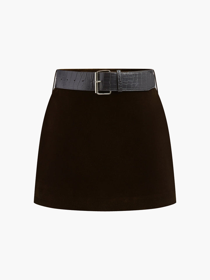 Jupe patineuse courte en velours avec ceinture Crocodile