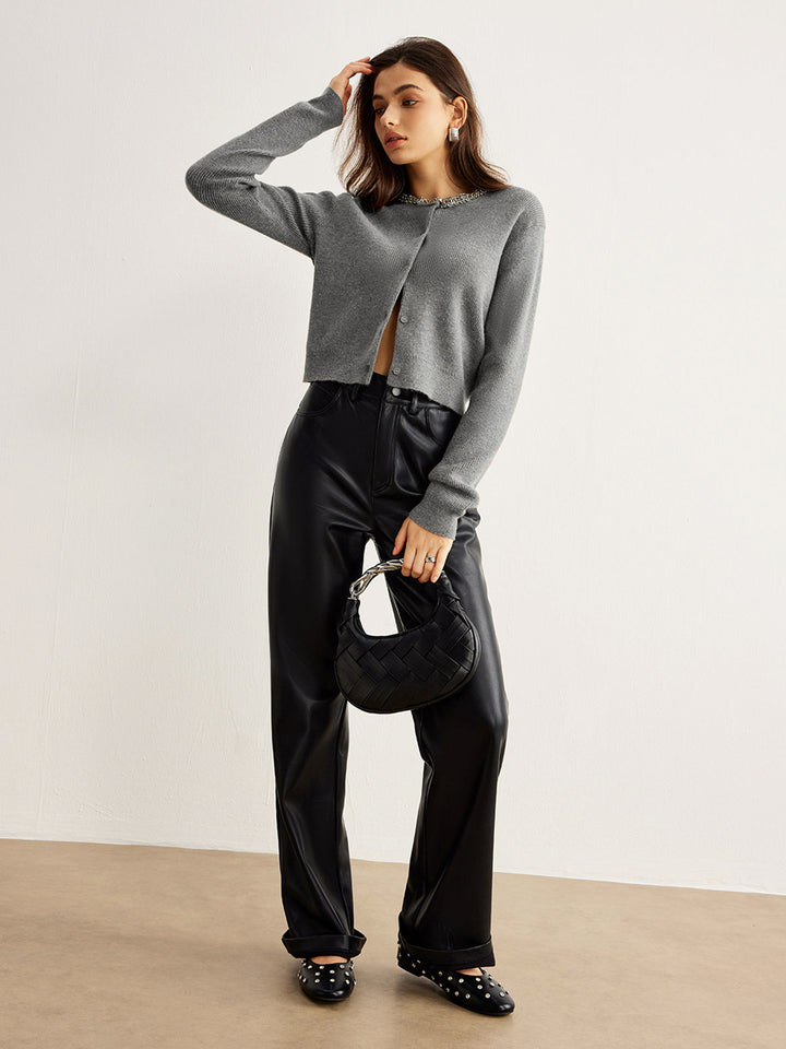 Cardigan à col en strass