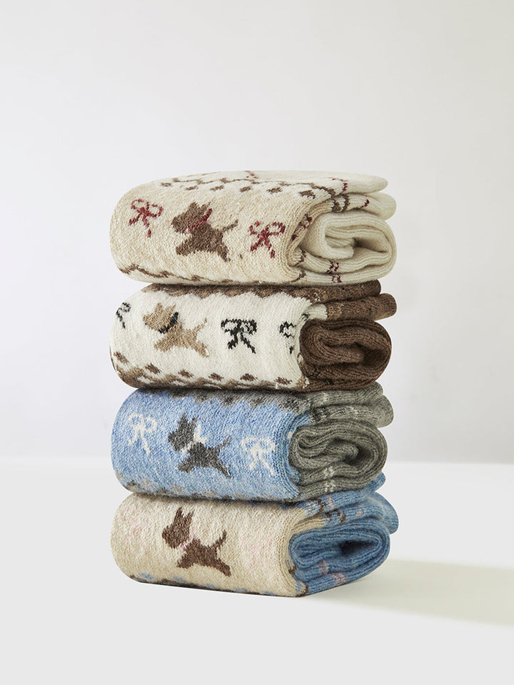 1pr Chaussettes en Laine pour Chiot avec Motifs