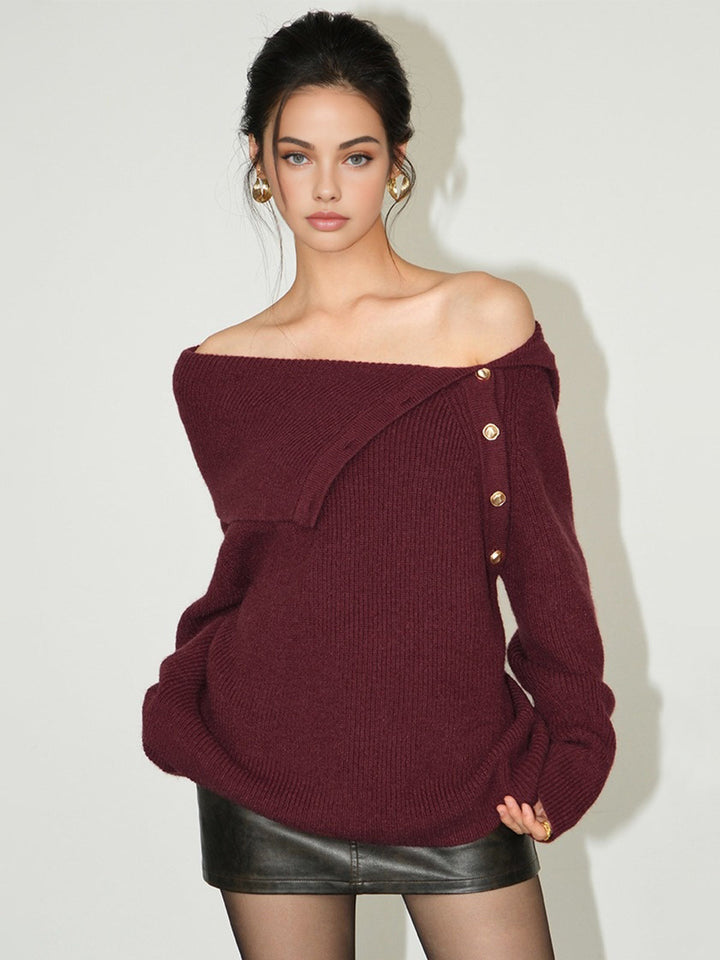 Pull à épaules dénudées asymétriques
