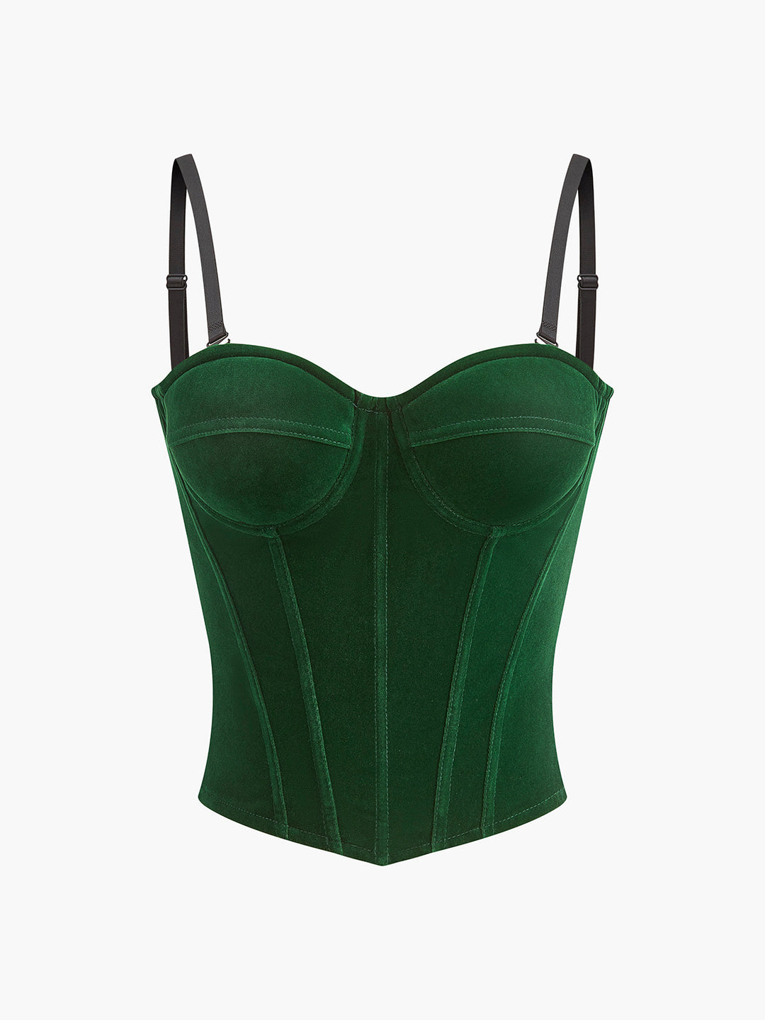 Corset à passepoil en velours avec fermeture éclair
