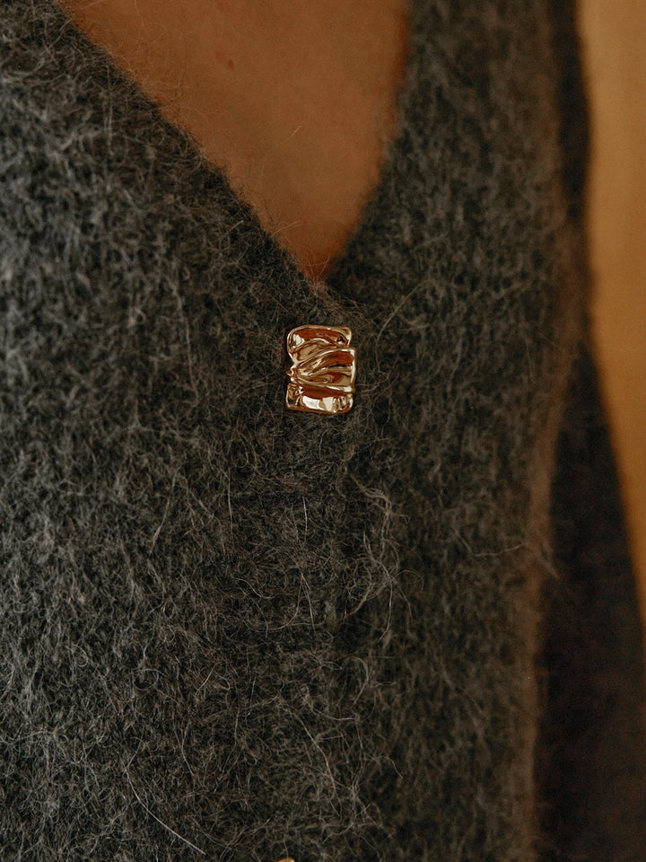 Vêtement d'extérieur en tricot à boutons métalliques mélangé à de la laine