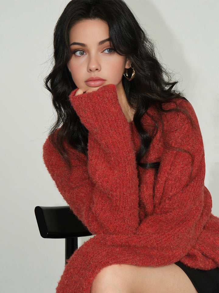 Pull Robe Élégant Canelé en Laine
