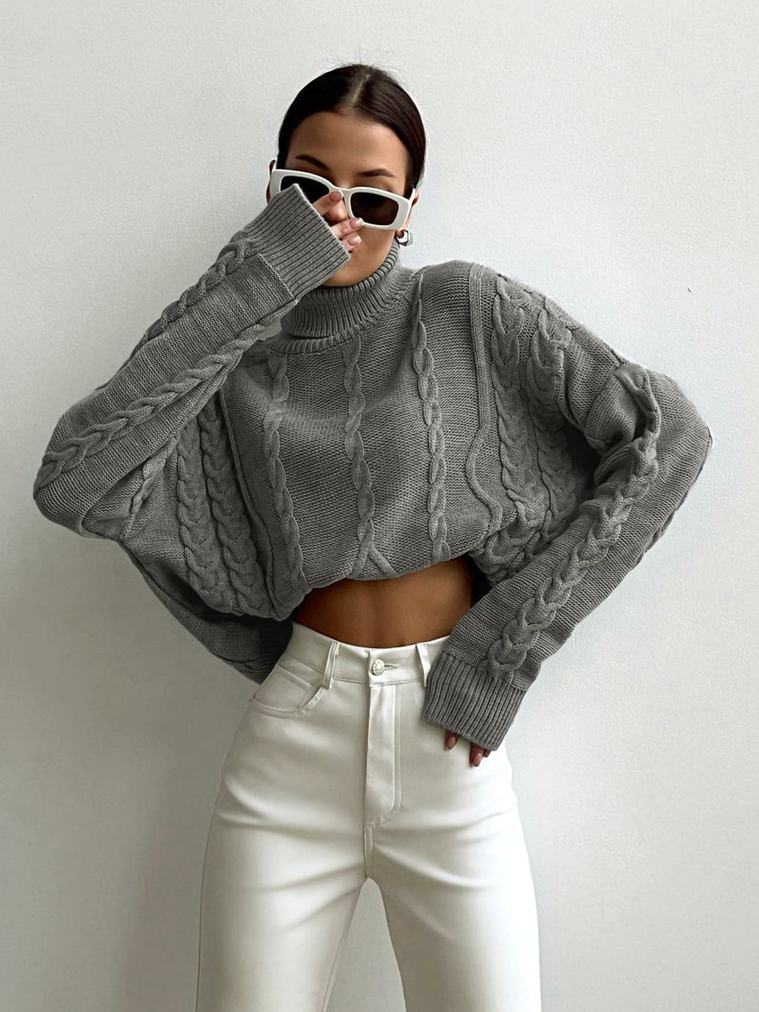 Pull en tricot à col roulé surdimensionné