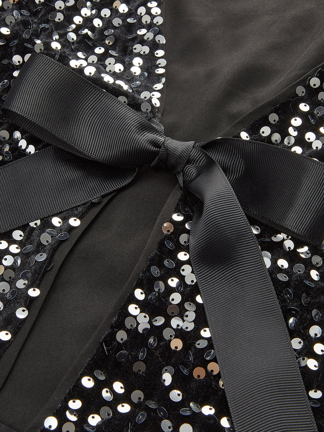 Blouse à Sequins Col V et Nœud