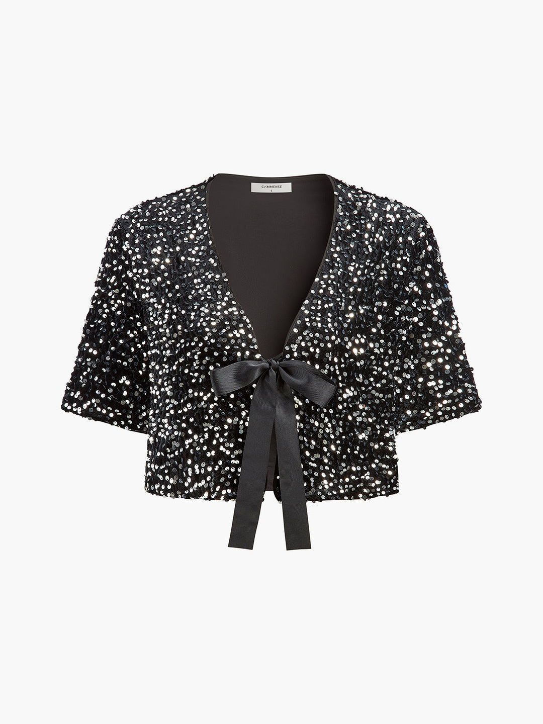 Blouse à Sequins Col V et Nœud